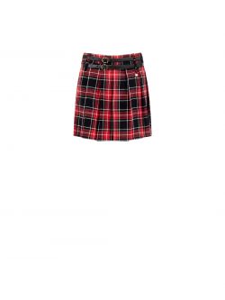 Roter Faltenminirock mit Lurex-Karo det_4