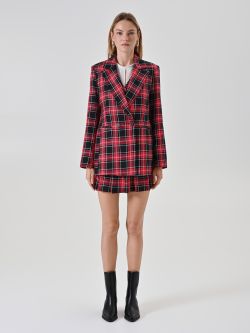 Double-Breasted Red Lurex Check Jacket det_1