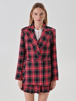 Double-Breasted Red Lurex Check Jacket det_2