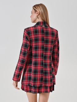 Double-Breasted Red Lurex Check Jacket det_3
