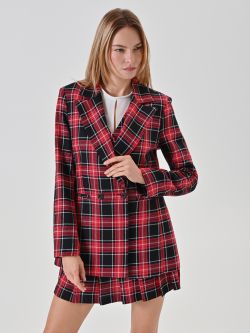Double-Breasted Red Lurex Check Jacket in_i7