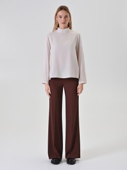 Light Beige Crinkle-Fabric Blouse det_1