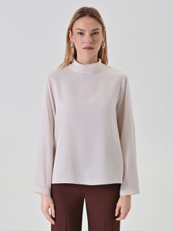 Light Beige Crinkle-Fabric Blouse det_2