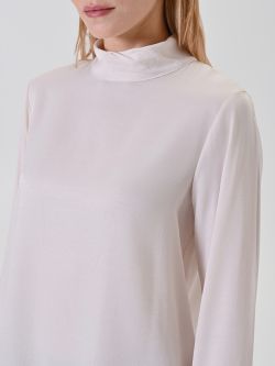 Light Beige Crinkle-Fabric Blouse in_i5
