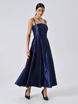 Abito a Ruota con Scollo Dritto Blu in_i7