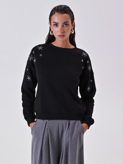 Felpa Nera con Strass in_i7