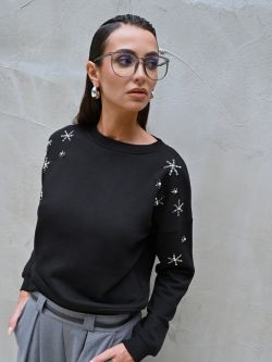 Felpa Nera con Strass sp_e1