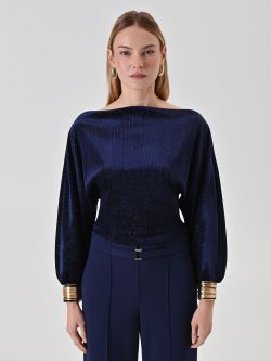 Lurex-Bluse mit Puffärmeln det_2