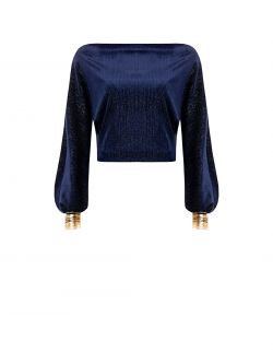 Lurex-Bluse mit Puffärmeln det_4