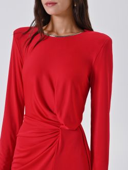 Robe rouge stretch drapée in_i5