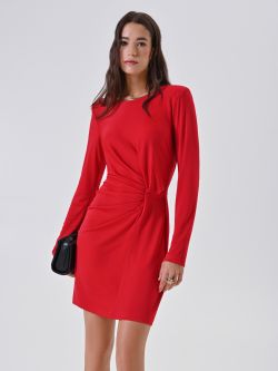 Robe rouge stretch drapée sp_e1