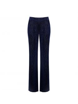 Navy Blue Lurex Straight-Leg Trousers det_4