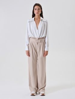 White Blouse with Shiny Details det_1
