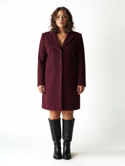 Manteau Curvy à simple boutonnage bordeaux det_1
