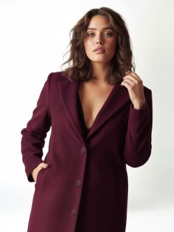 Manteau Curvy à simple boutonnage bordeaux det_3