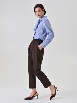 Chocolate Pinstripe Trousers in_i7
