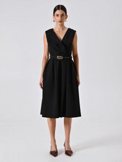 Robe fourreau noire à double revers det_1
