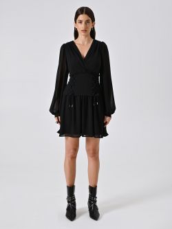 Vestido bustier en georgette negro det_1