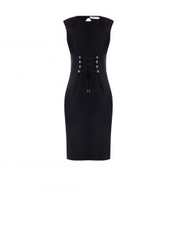 Vestido de tubo bustier negro con lazos det_4