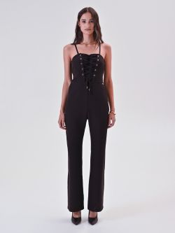 Black Bustier Jumpsuit with Laces det_1