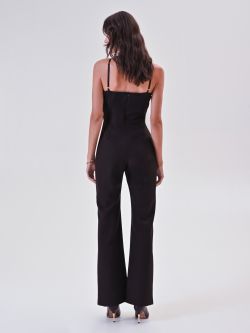 Black Bustier Jumpsuit with Laces det_3