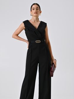 Black Jumpsuit with Double Lapel sp_e1
