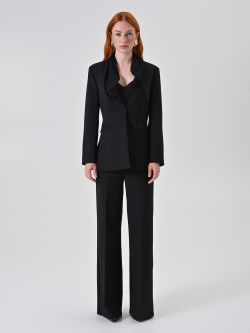 Schwarzer Blazer mit Drapé-Revers det_1