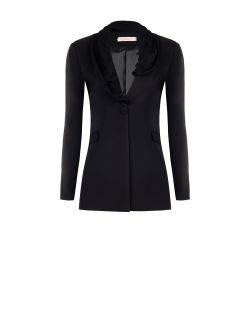 Schwarzer Blazer mit Drapé-Revers det_4