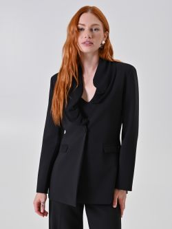 Schwarzer Blazer mit Drapé-Revers in_i7