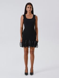 Abito Nero con Rouches in Organza det_1
