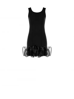 Robe Noire à Volants en Organza det_4
