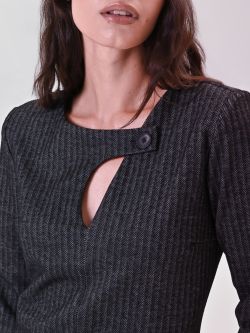 Sheath Dress in Grey Masculine Fabric in_i5