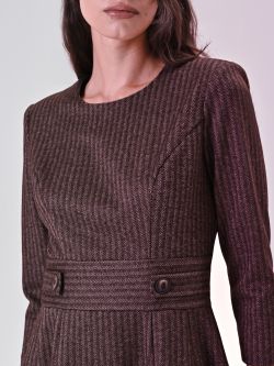 Flared Dress in Brown Masculine Fabric in_i5