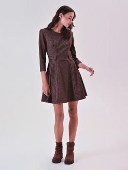 Flared Dress in Brown Masculine Fabric in_i7