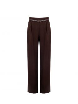Schokoladenbraune Palazzohose mit Gürtel det_4