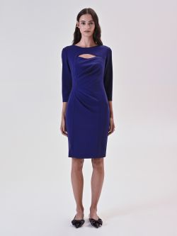 Tubino Blu in Punto Milano con Dettaglio Cut Out  det_1
