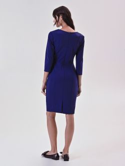 Tubino Blu in Punto Milano con Dettaglio Cut Out  det_3