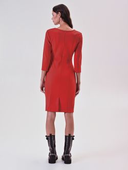 Tubino Rosso in Punto Milano con Dettaglio Cut Out  det_3