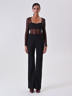 Tuta Nera Bustier con Corpino in Tulle det_1