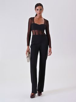 Tuta Nera Bustier con Corpino in Tulle sp_e1