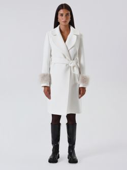 Cappotto Bianco con Maniche effetto Pelliccia det_1