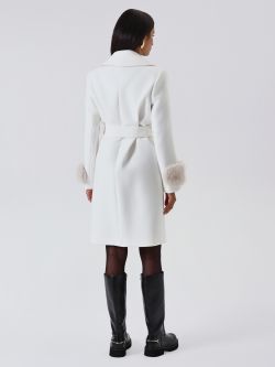 Cappotto Bianco con Maniche effetto Pelliccia det_3