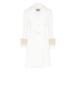 Cappotto Bianco con Maniche effetto Pelliccia det_4