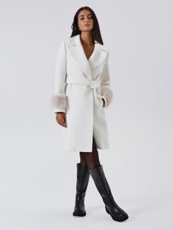 Cappotto Bianco con Maniche effetto Pelliccia in_i7