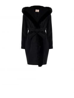 Cappotto Nero con Cappuccio effetto Pelliccia det_4