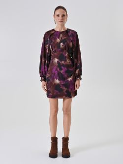 Abstract Print Satin Mini Dress det_1