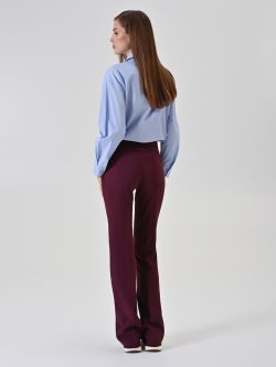 Burgundy Flare Trousers with Gold Buttons det_3