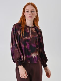 Abstract Print Satin Blouse in_i7