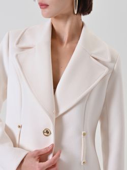Cappotto bianco con collo effetto pelliccia in_i4