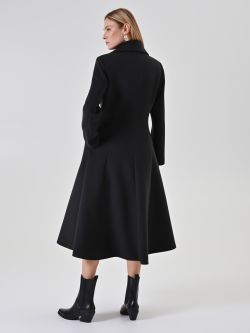 Black double-breasted long coat det_3